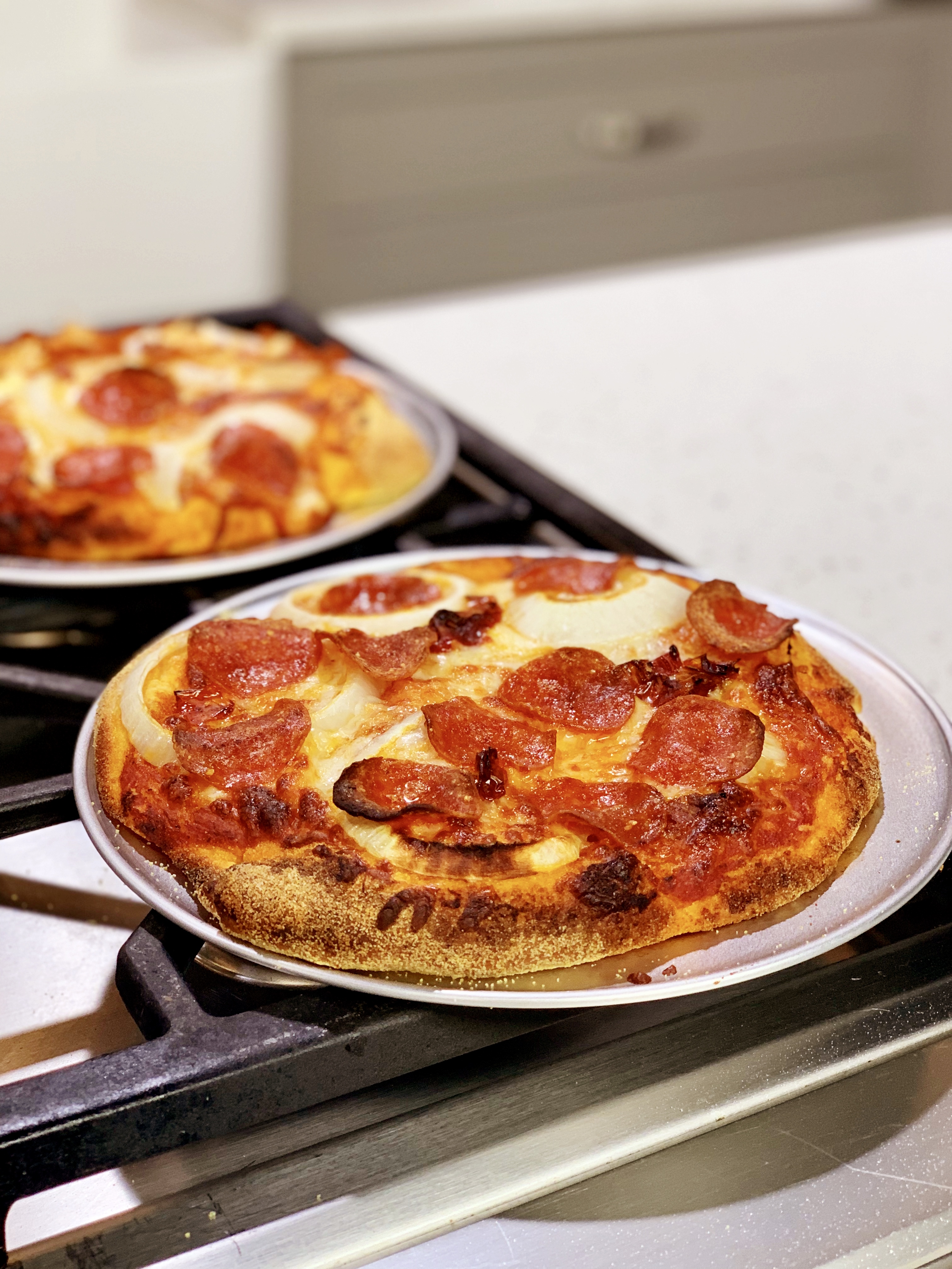 Grilled Mini Pepperoni Pizzas cooking with chef bryan