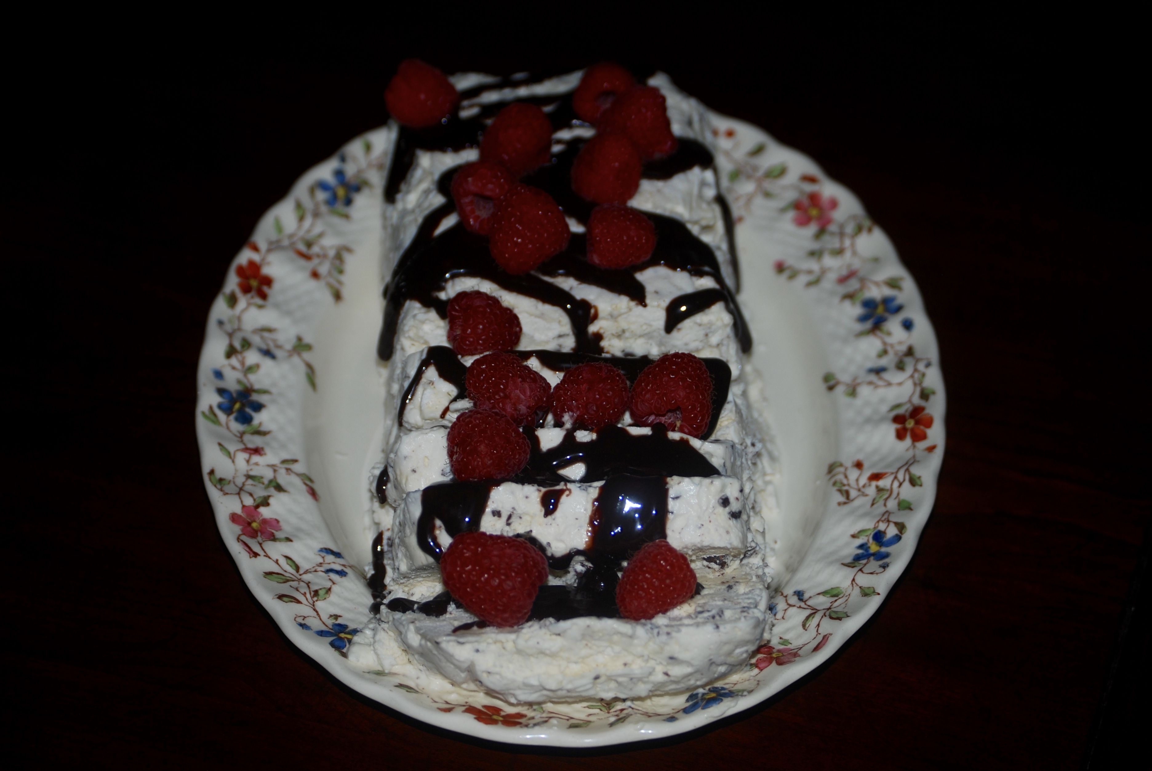 Meringue Gelato Cake with Chocolate Sauce Cooking with Nigella