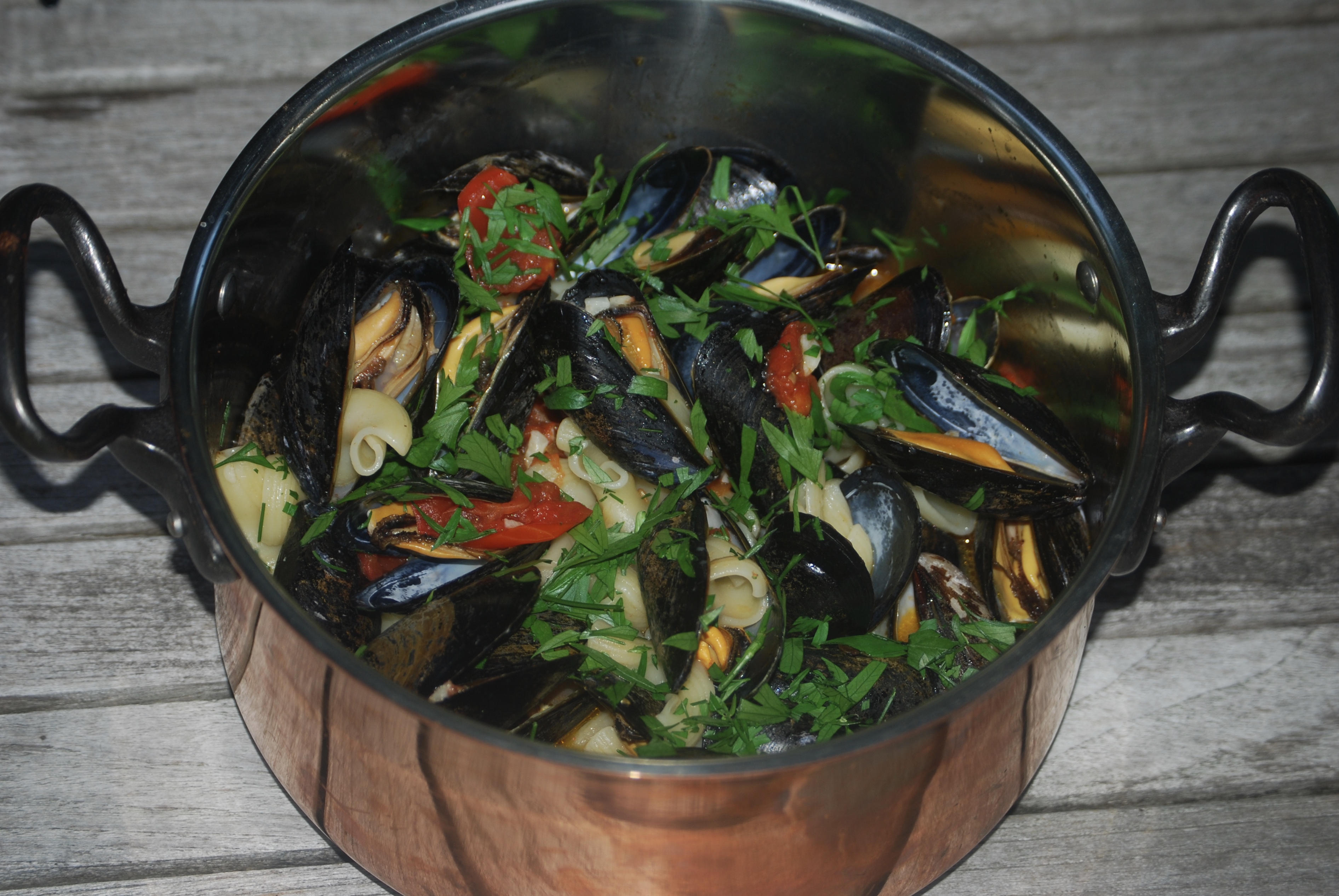 Mussels with Pasta and Tomatoes Cooking with Nigella