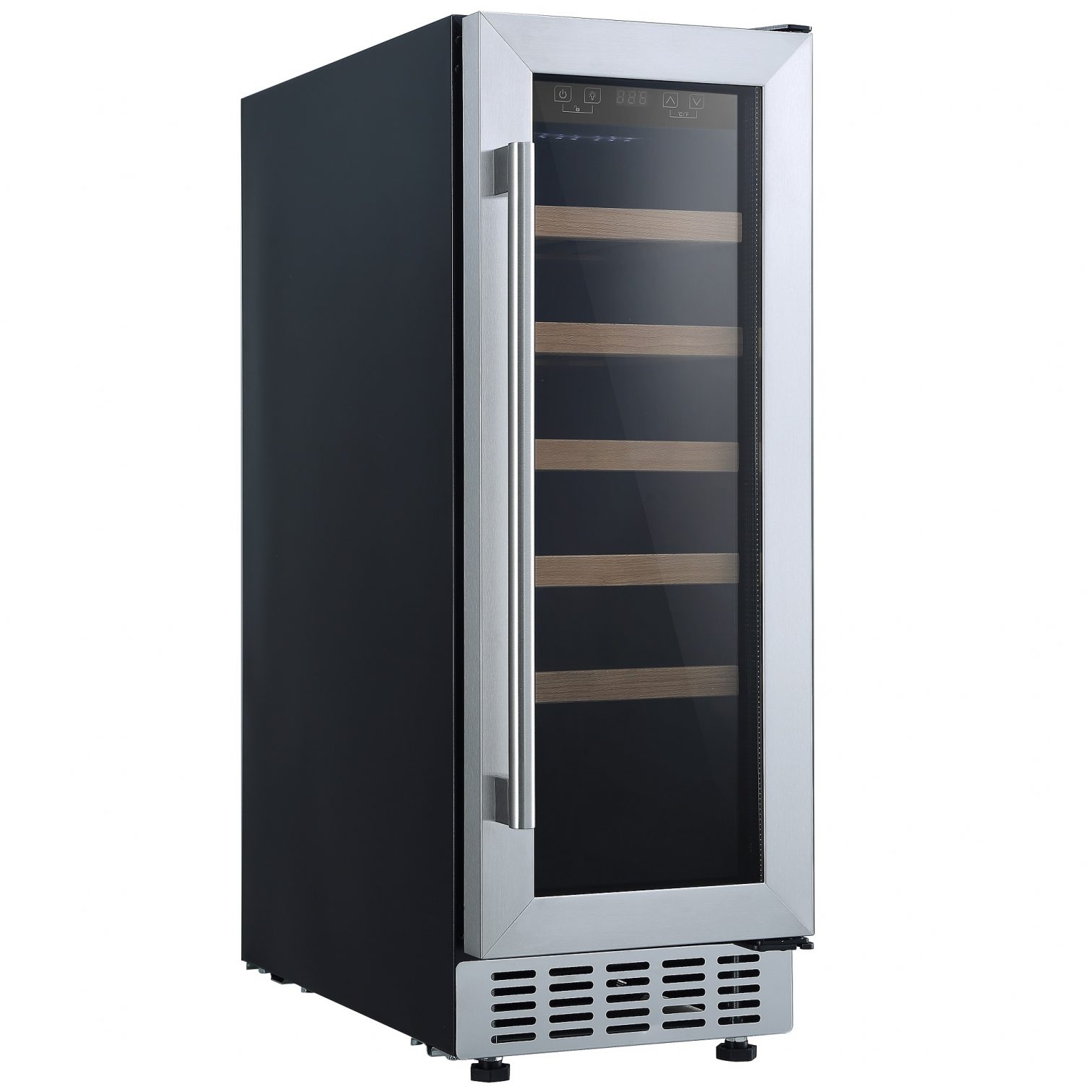 20 Bottle Capacity Stainless Steel Wine Cooler With Wood Shelves