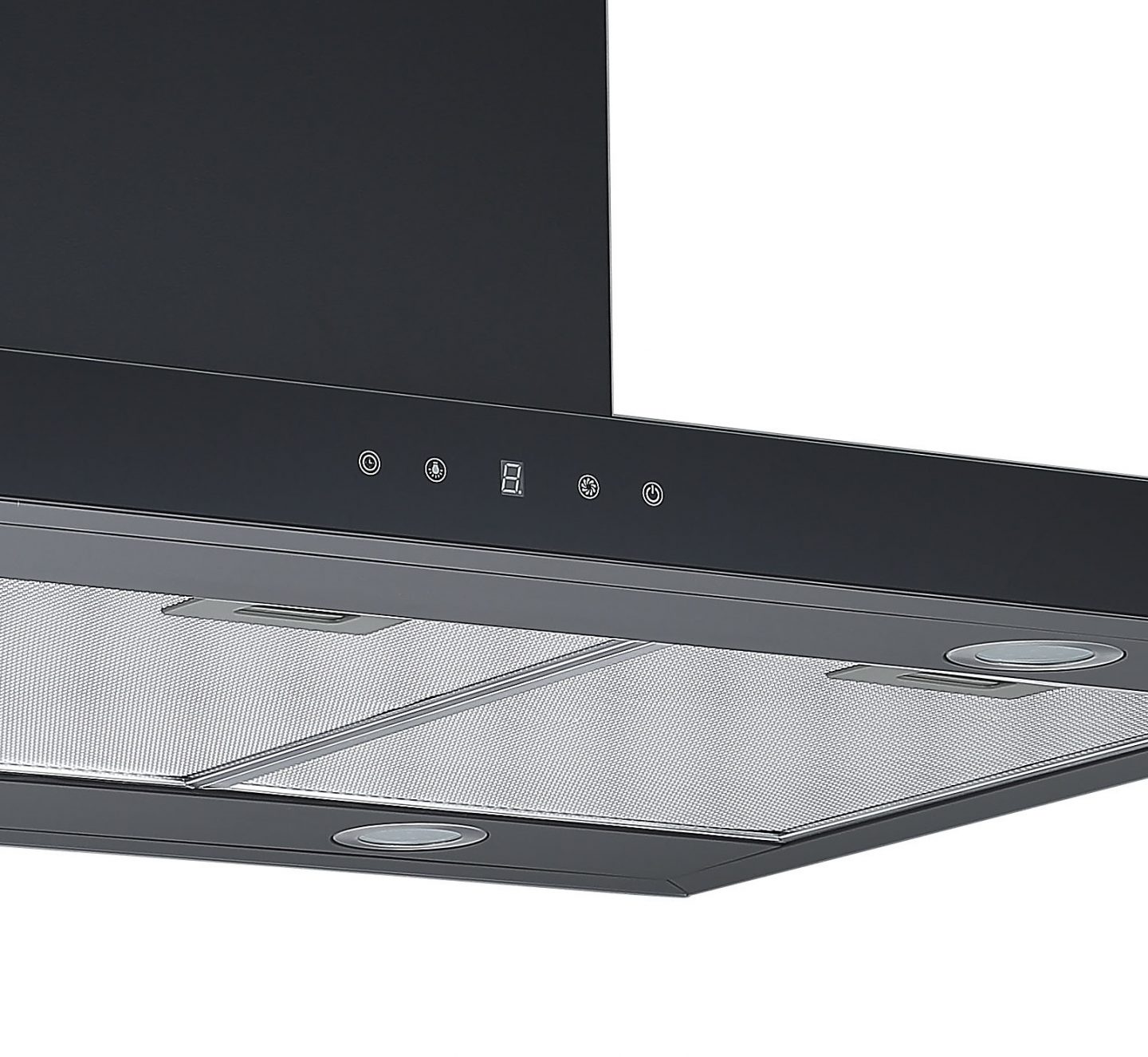 90cm Linear Island Cooker Hood Black Cookology