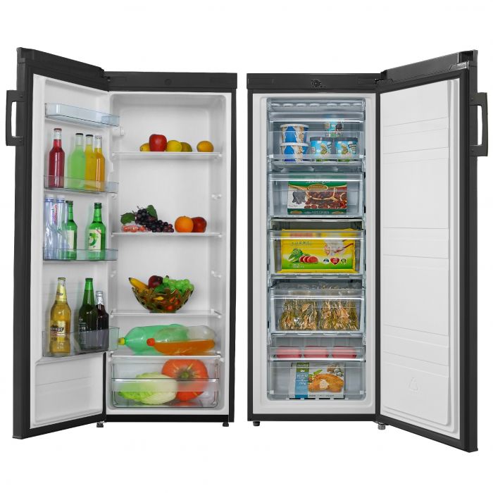 Upright Tall Freestanding Fridge & Freezer Pack SidebySide Black