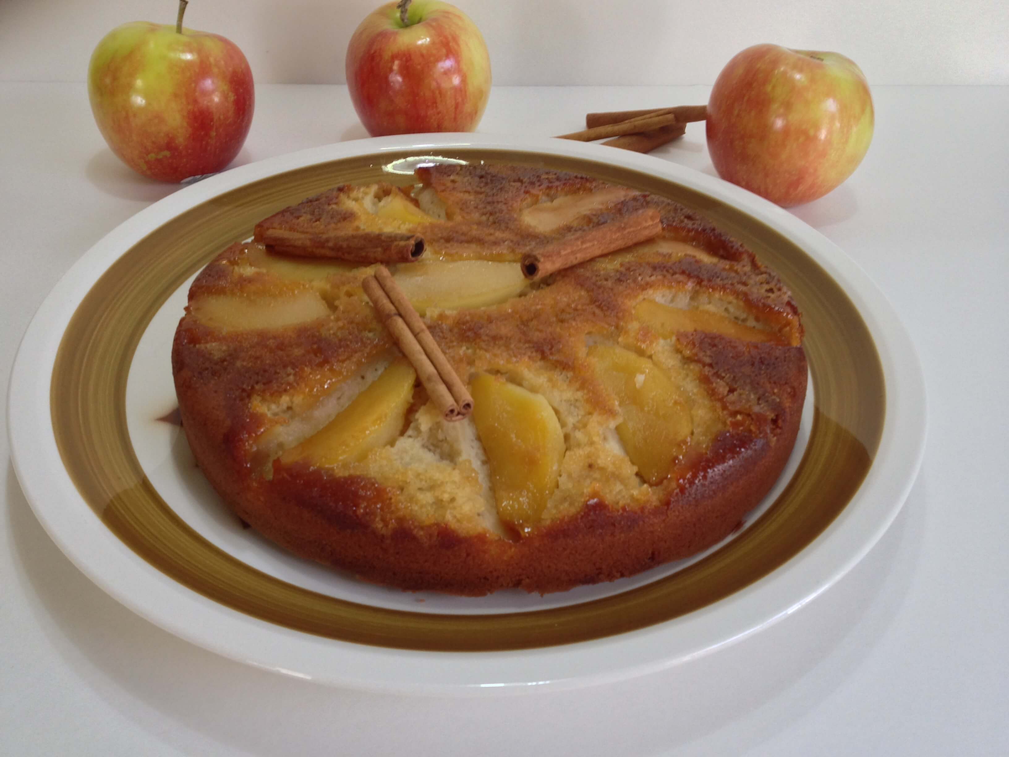 Apple Cinnamon UpsideDown Cake Cook Plate Fork