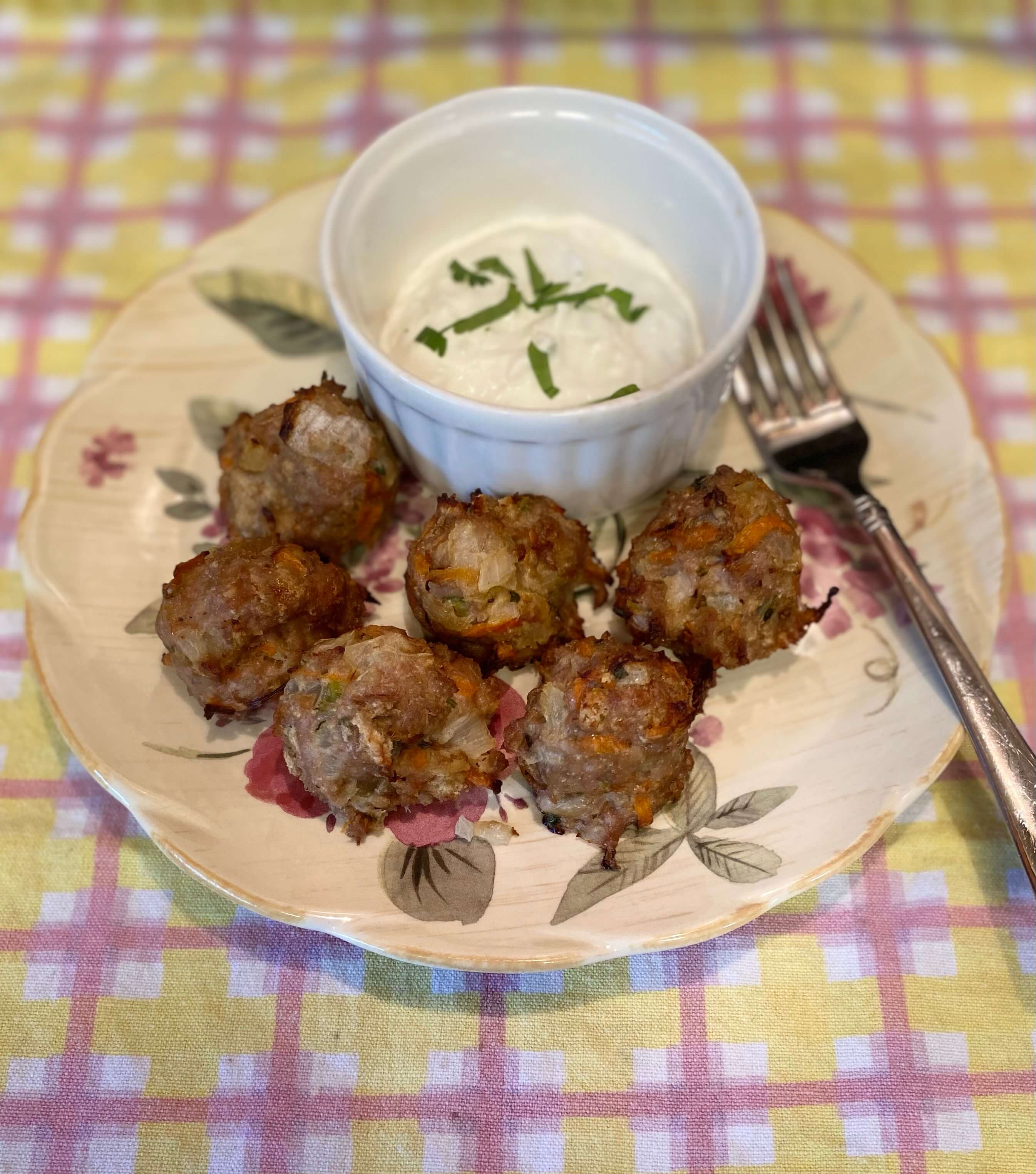 Asian Inspired Chicken Meatballs with a Lemongrass Ginger Dip Cook
