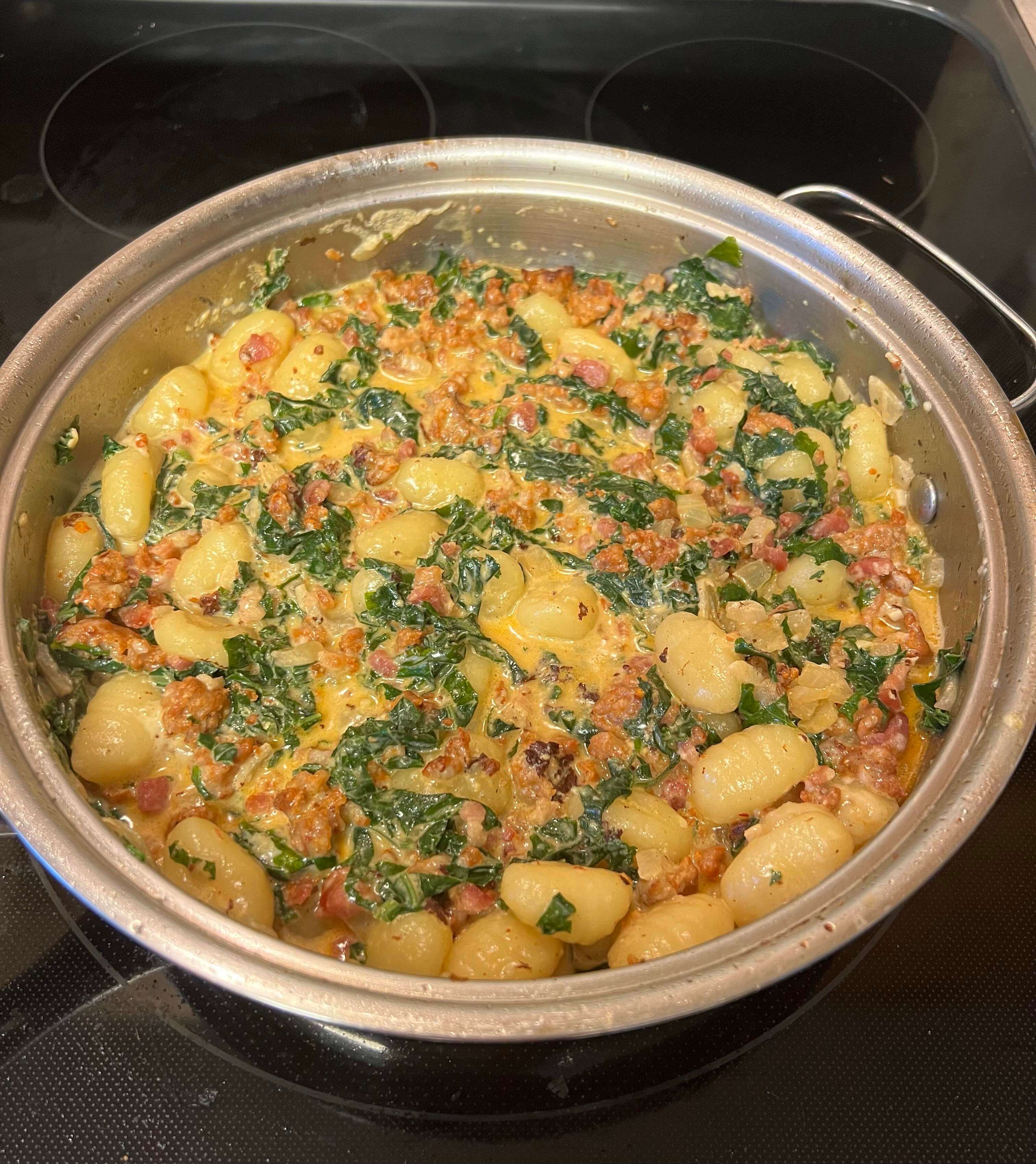 One Skillet Creamy Gnocchi With Italian Sausage & Kale Cook Plate Fork