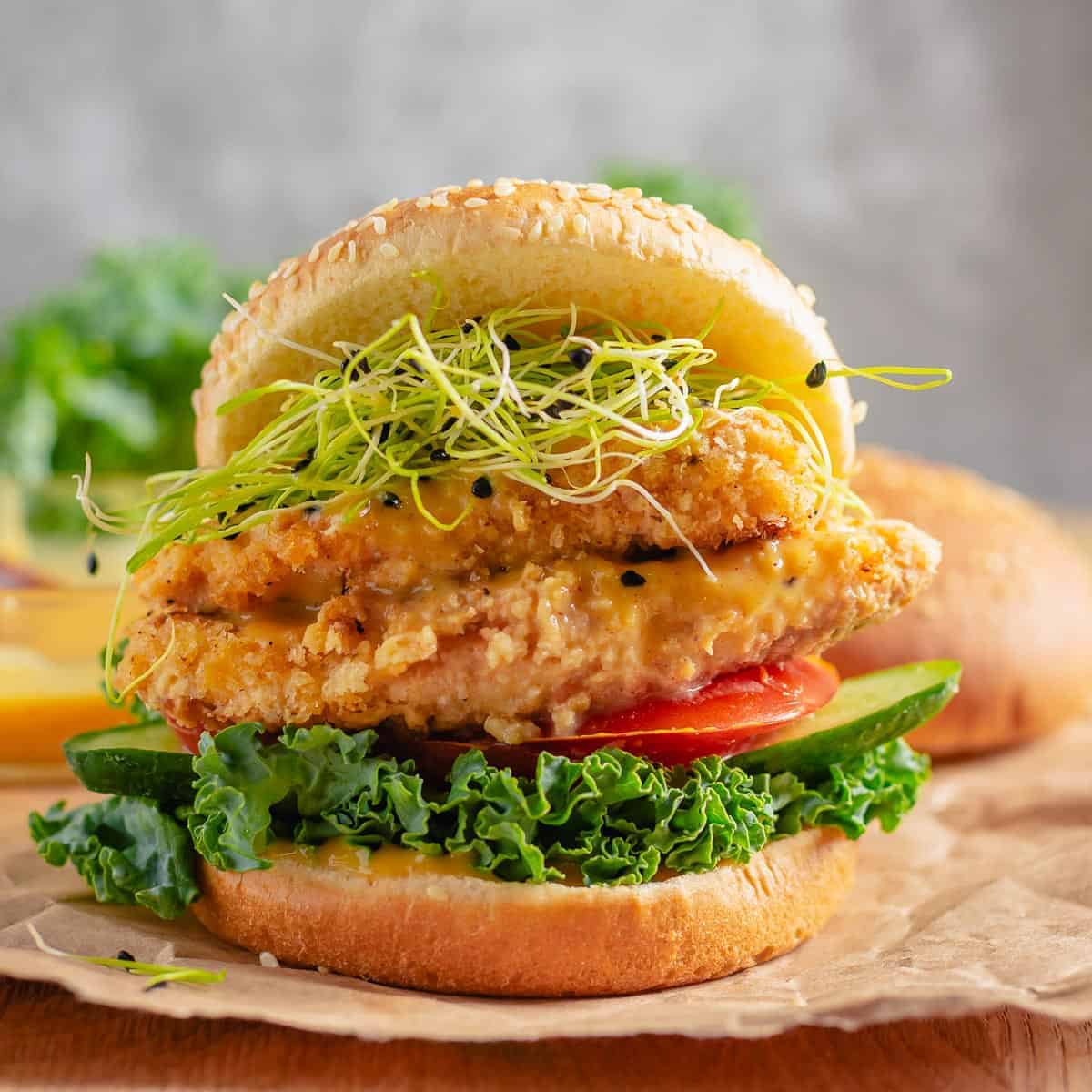 Crispy Panko Chicken Burger With Sauce (Without DeepFrying!) Cookrita
