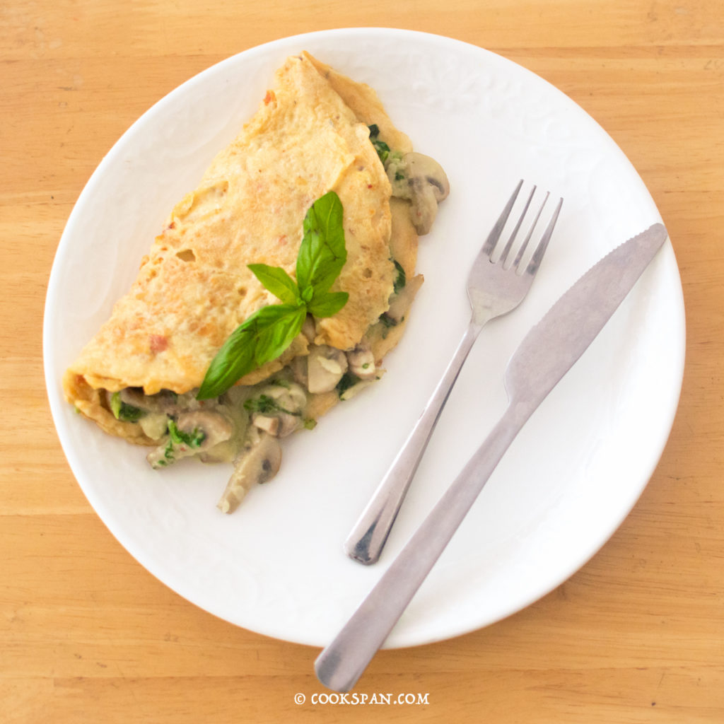 Omelette stuffed with Mushroom and Spinach with a Healthy twist