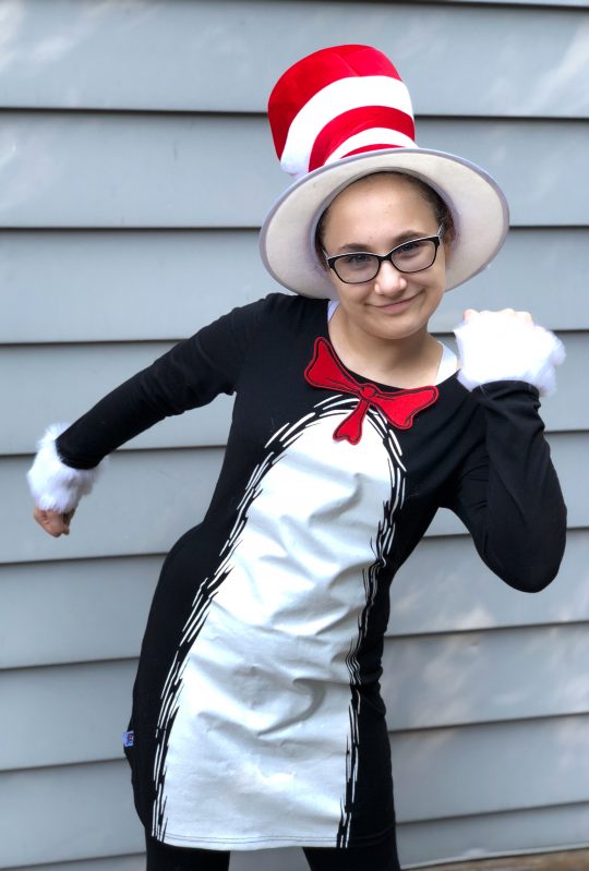 cat in the hat costume, easy halloween costume, lots of costumes