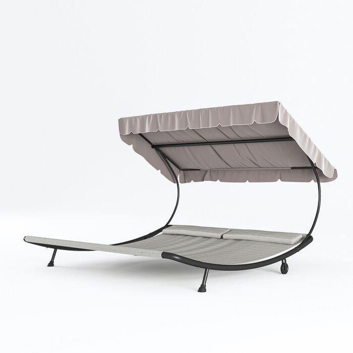 Abba patio chaise lounge for two with shade and wheels Cookwith5Kids