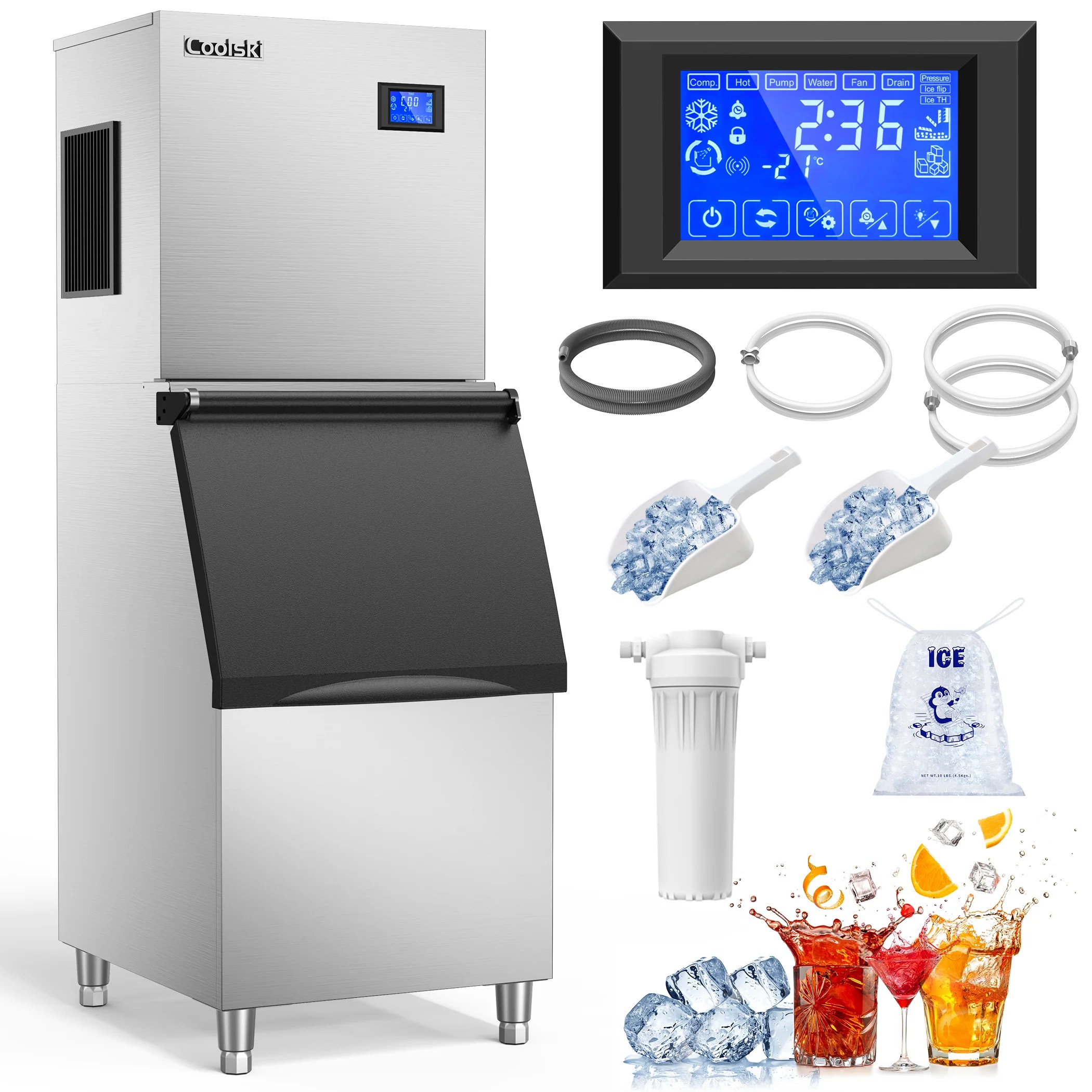 Coolski 22'' Commercial Ice Maker Machine 450LBS/24H Coolski Ice