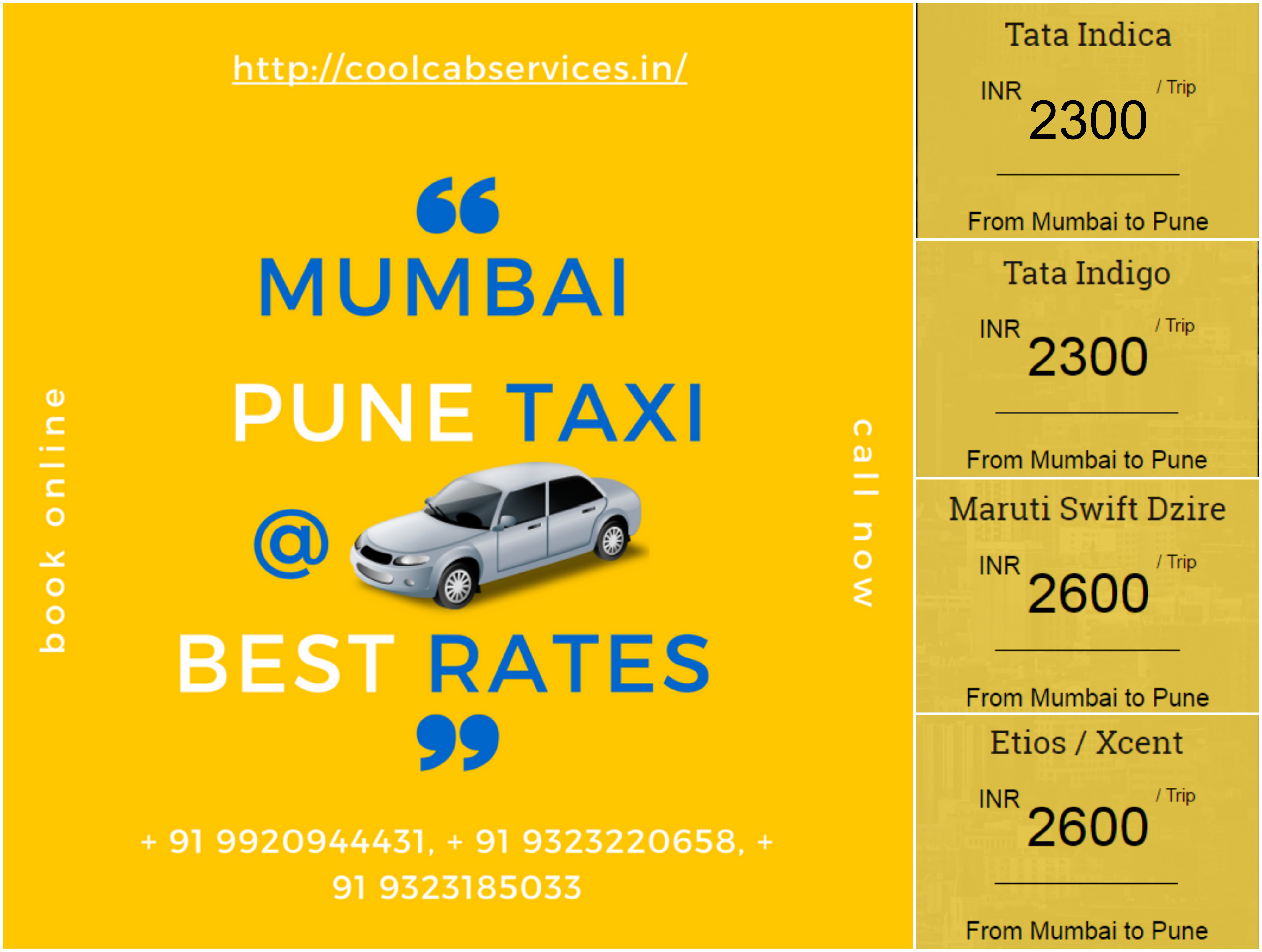 Cool Cabs Services Mumbai is the largest operator of Outstation & Local
