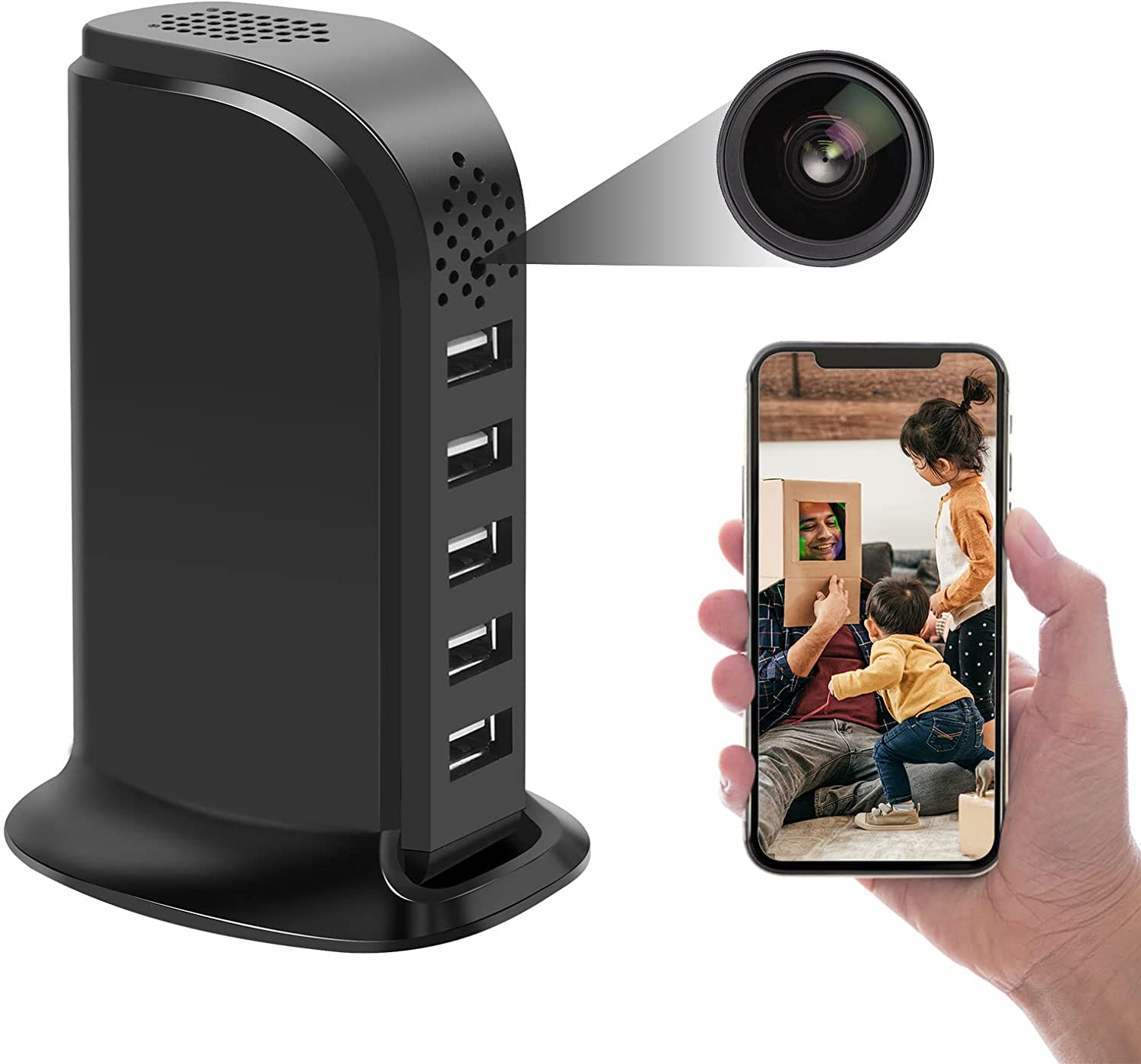 USB Tower Charger HD Wifi Nanny Cam CoolCat Spy Gadgets