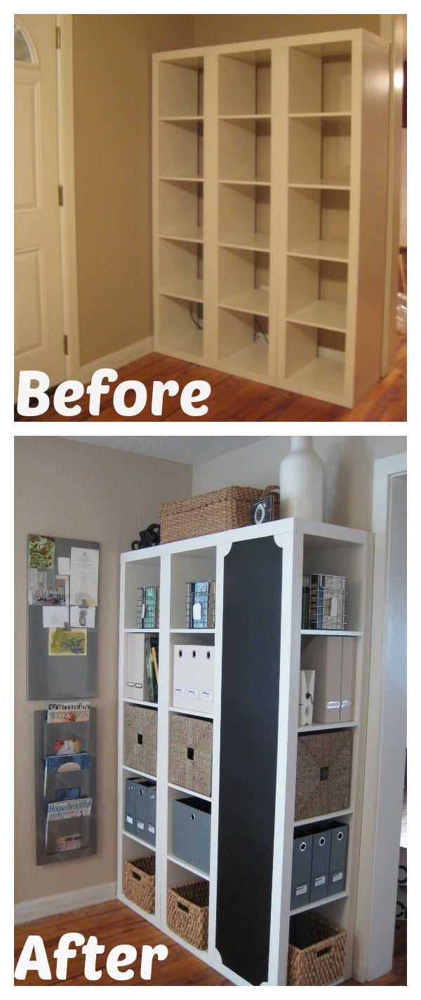 DIY Command Center with Storage and Chalkboard IKEA Expedit Hack