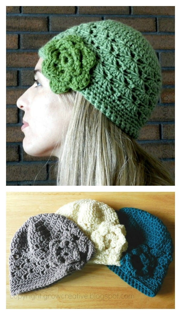 Shell Stitch Crochet Flower Hat Free Pattern Cool Creativities