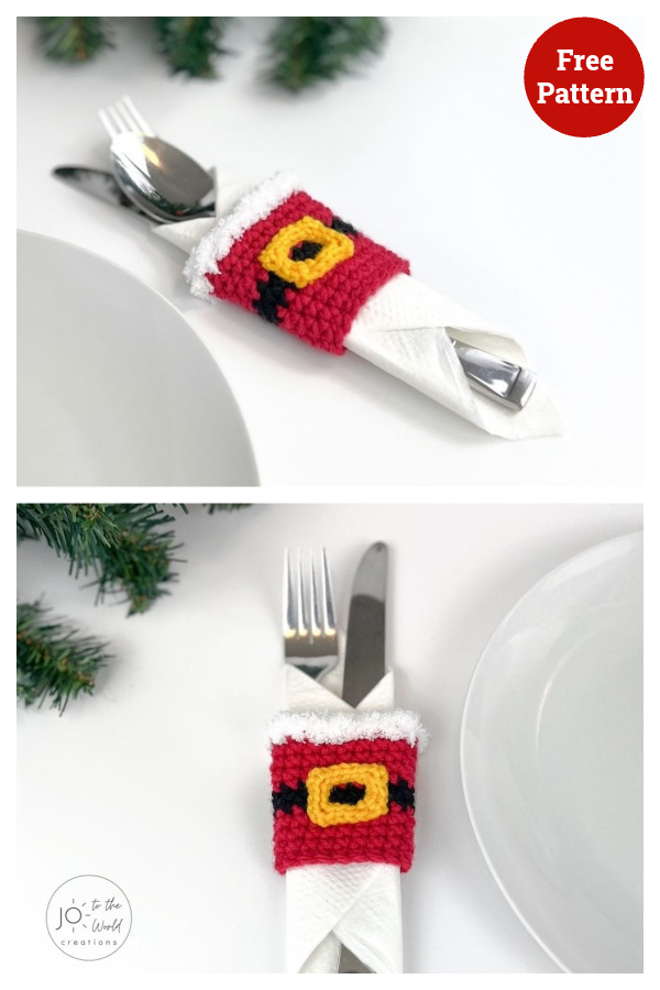 8 Christmas Cutlery Holders Free Crochet Patterns