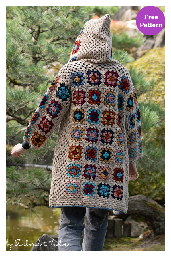 Granny Square Hooded Jacket Crochet Patterns