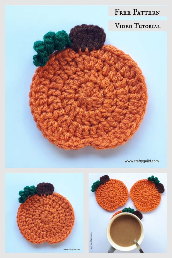 9 Pumpkin Coasters Free Crochet Pattern and Paid