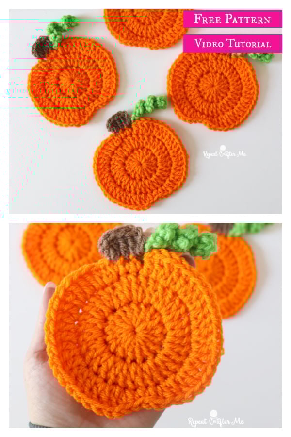 Pumpkin Coasters Free Crochet Pattern and Video Tutorial Cool