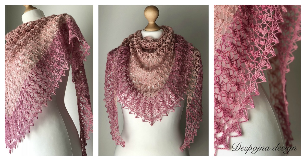 Triangle Lace Shawl Free Crochet Pattern
