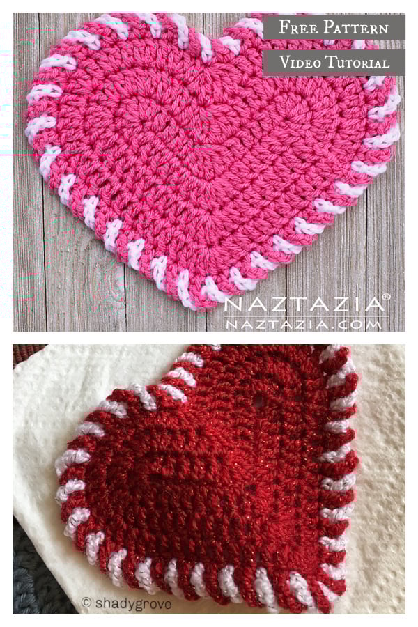 5 Heart Washcloth Free Crochet Pattern