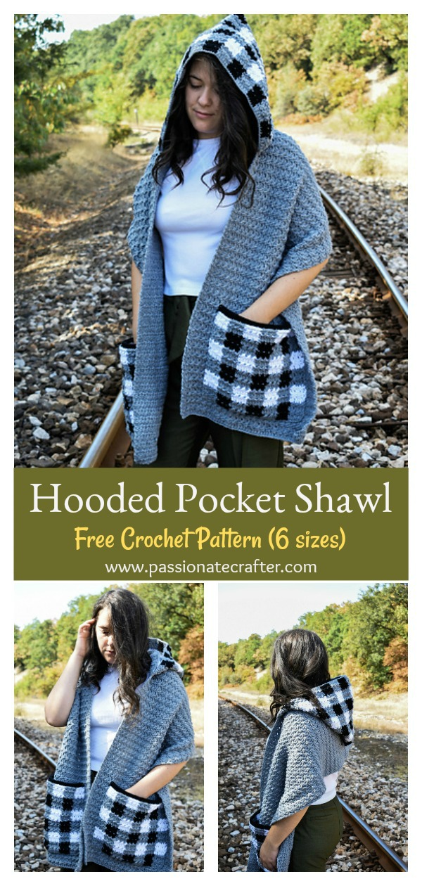 8 Hooded Pocket Shawl Crochet Patterns