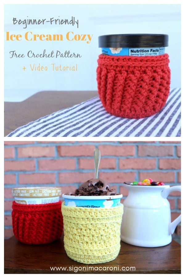 Ice Cream Pint Cozy Free Crochet Pattern