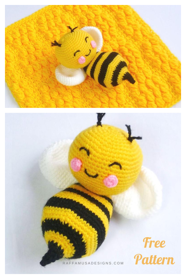 Handmade Crochet Stuffed Bumble Bee Cuddler/Plushie