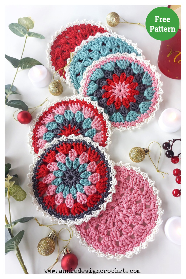 10 Christmas Coasters Free Crochet Patterns Page 2 of 3