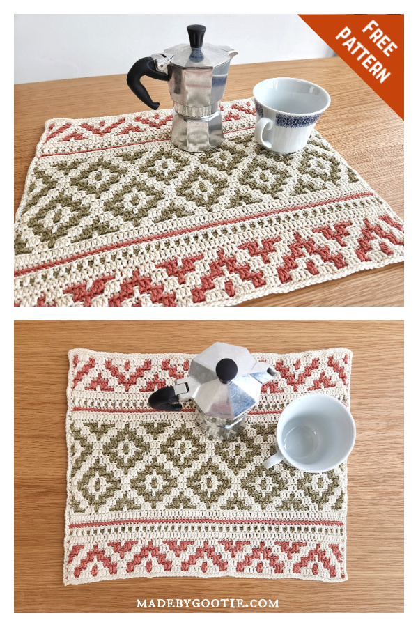 4 Mosaic Placemat Free Crochet Pattern