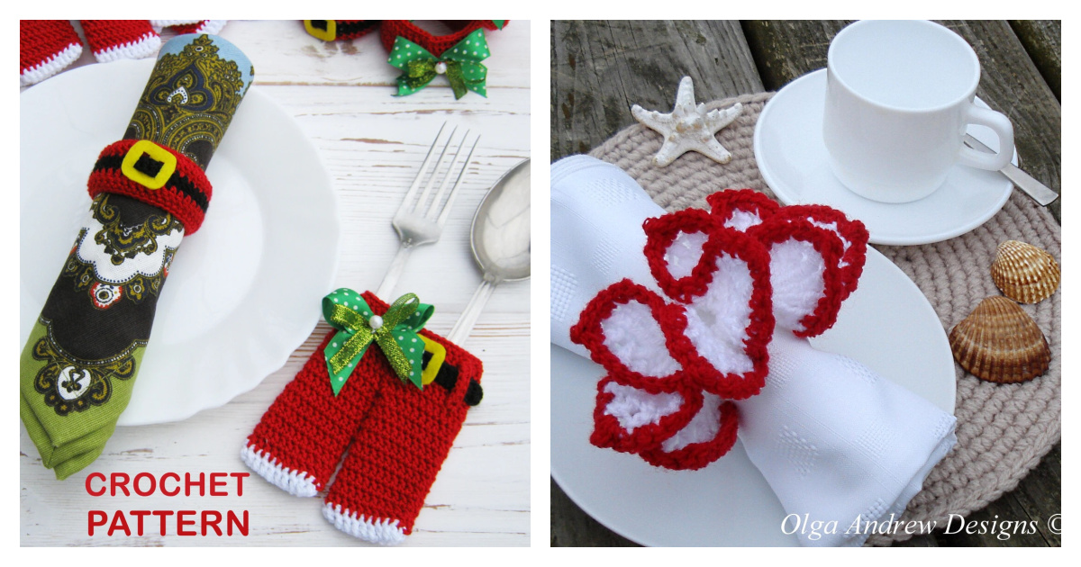 8 Christmas Napkin Ring Crochet Patterns Page 2 of 2