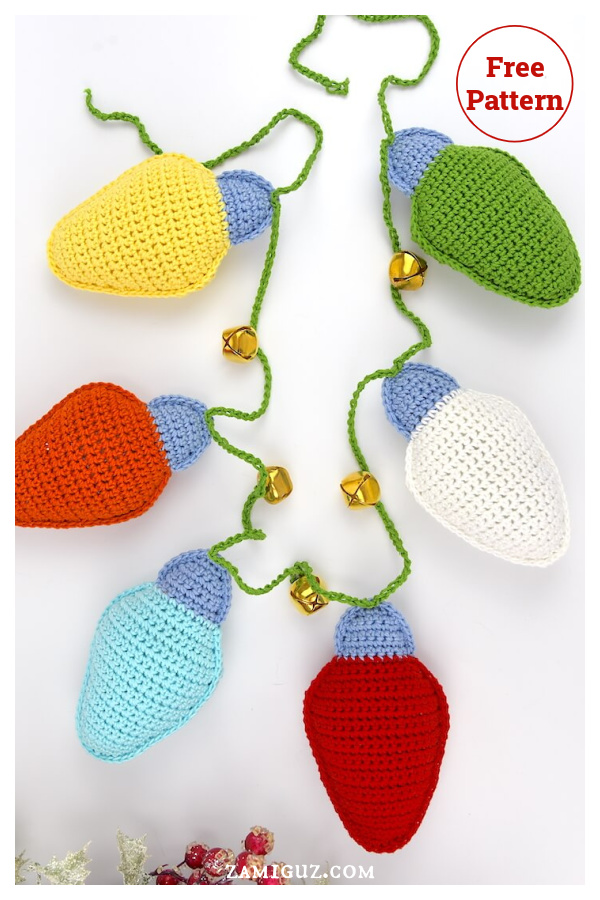 9 Christmas Lights Garland Free Crochet Pattern