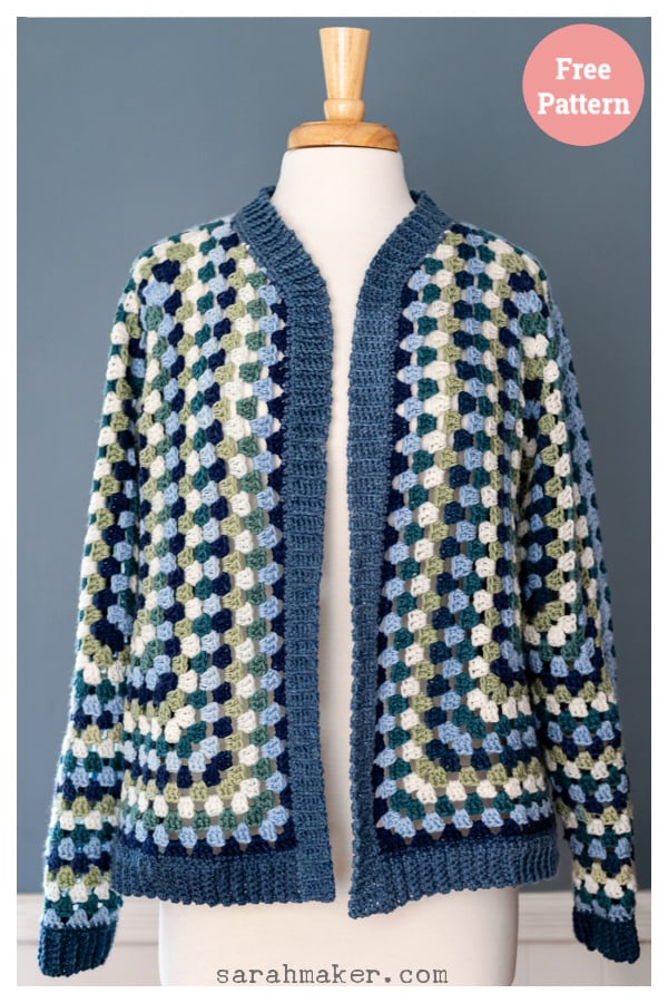 6 Granny Hexagon Horizon Cardigan Free Crochet Pattern