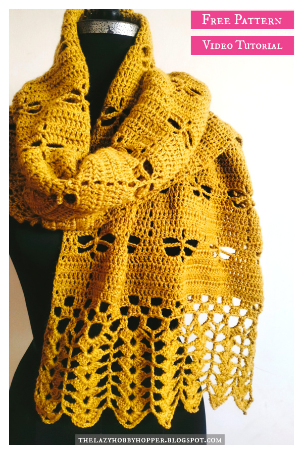 Dragonfly Shawl Free Crochet Pattern and Video Tutorial