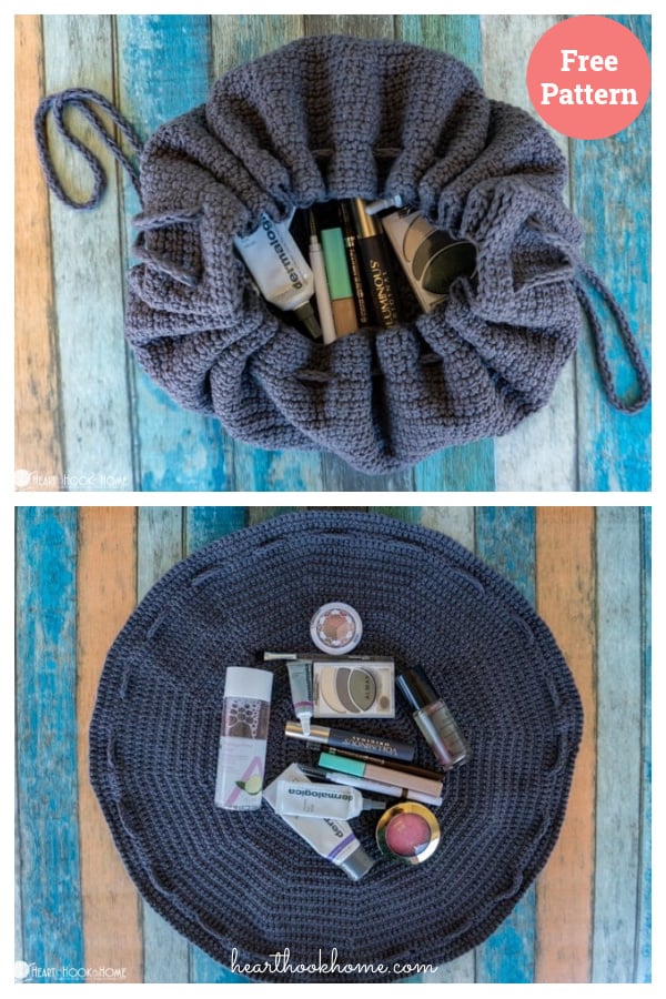 FlatLay Drawstring Bag Free Crochet Pattern