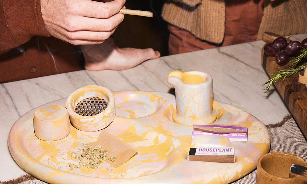 Houseplant AllinOne Rolling Tray and Concrete Ashtray Cool Material