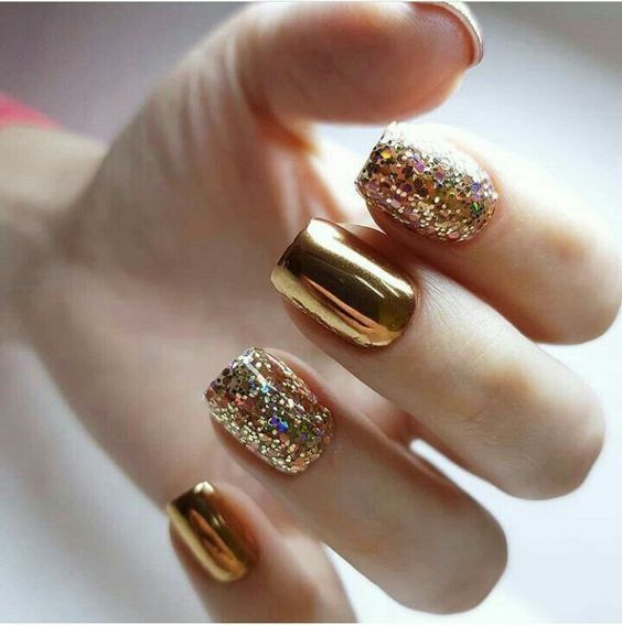 25+ Gold nails art