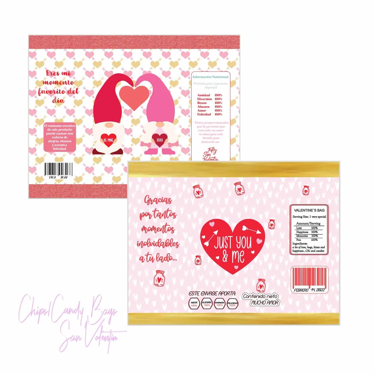 Imprimible Chip/Candy Bags San Valentín • Coolprints