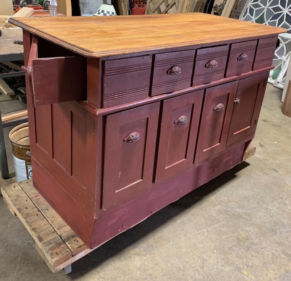 Antique country store counter in red. Great for center island