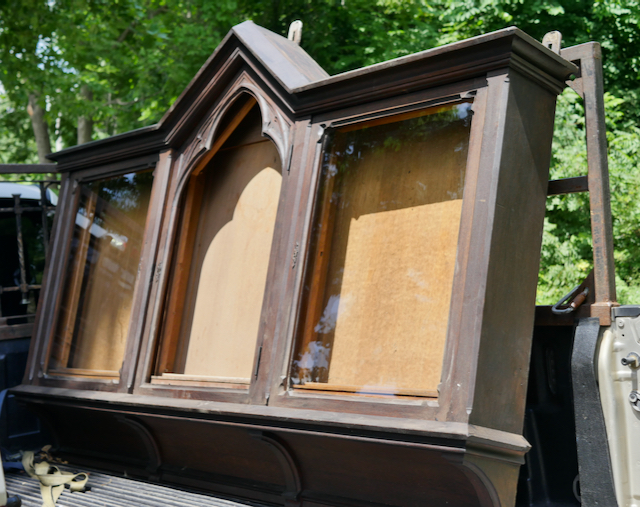 Antique oak gothic wall from Belgium
