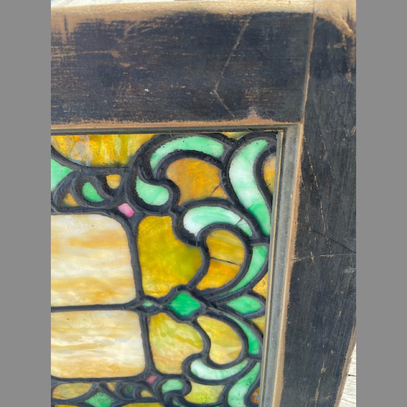 Antique American leaded Art glass fruit basket window