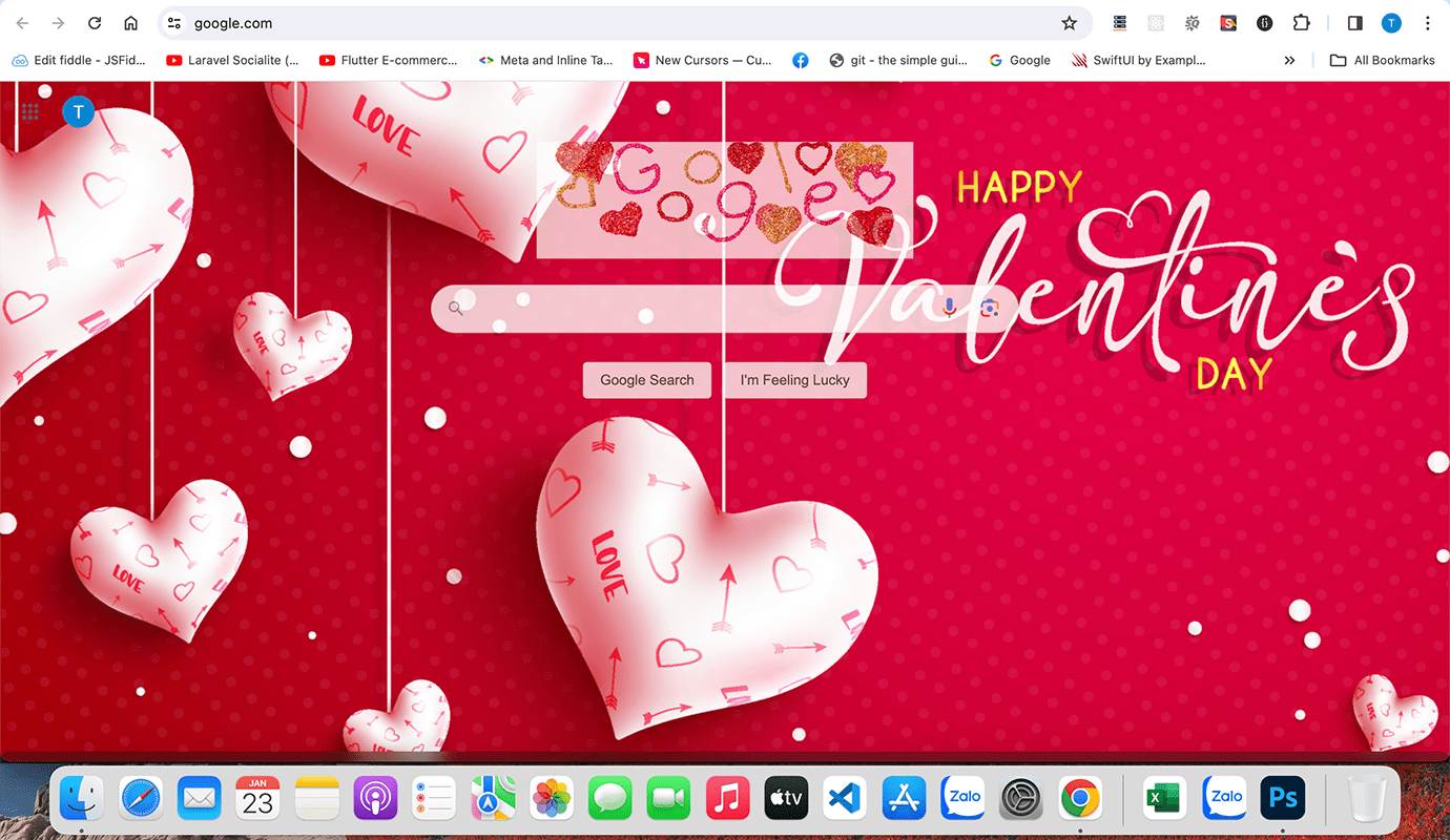 Google Valentine theme
