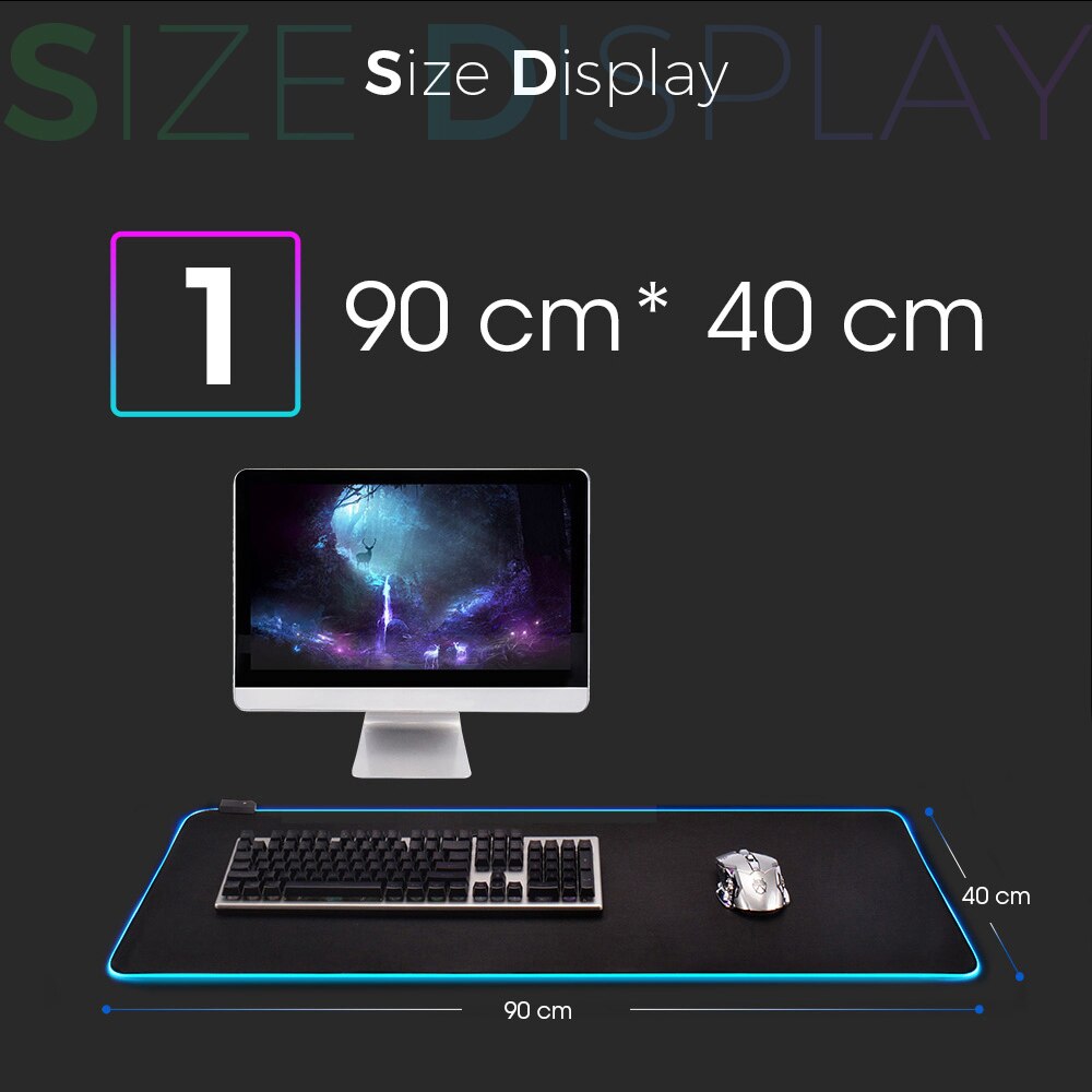 LED Light Mousepad RGB Keyboard Cover Deskmat Colorful Surface Mouse