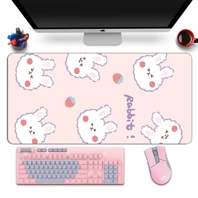 Large Anime Pink Mousepad Gamer Cute Kawaii XL Gaming Mouse Pad Rubber Otaku Locking Edge Big