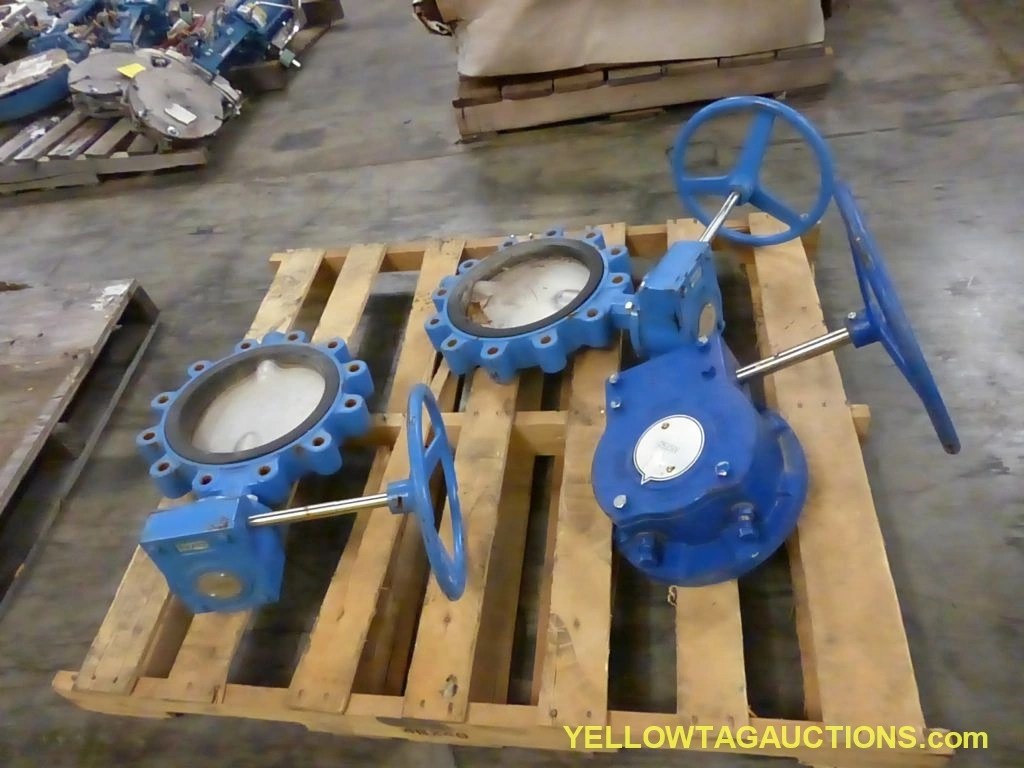 Lot of (2) 10” Pratt Industrial Butterfly Valves and (1) Manual