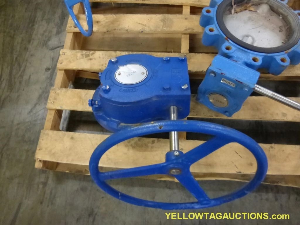 Lot of (2) 10” Pratt Industrial Butterfly Valves and (1) Manual