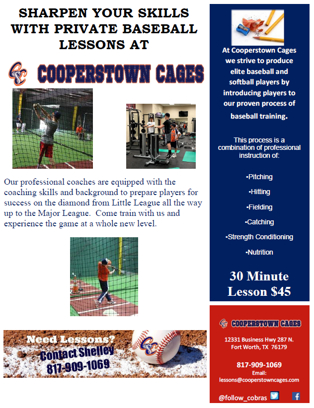 SHARPEN YOUR SKILLS WITH PRIVATE BASEBALL LESSONS Cooperstown Cages