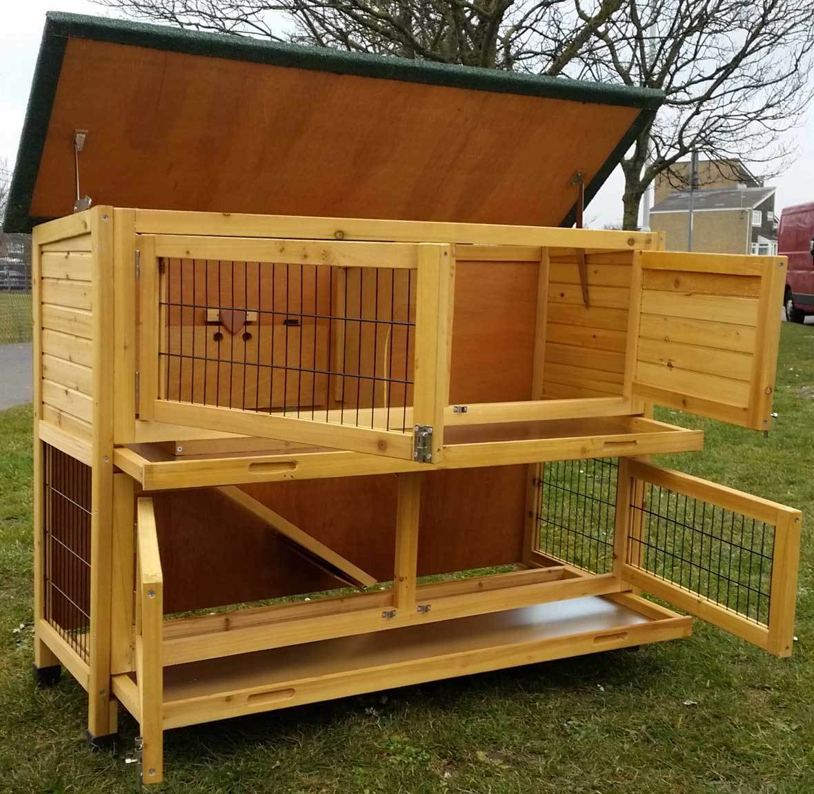Classic XL Natural 2 Tier Large Rabbit Hutch Coops & Hutches UK