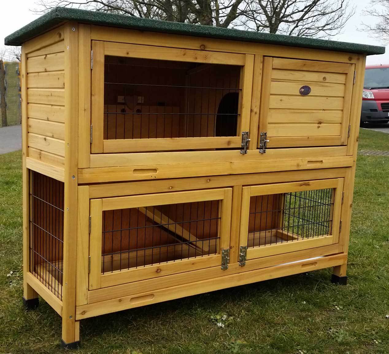 Classic XL Natural 2 Tier Large Rabbit Hutch Coops & Hutches UK
