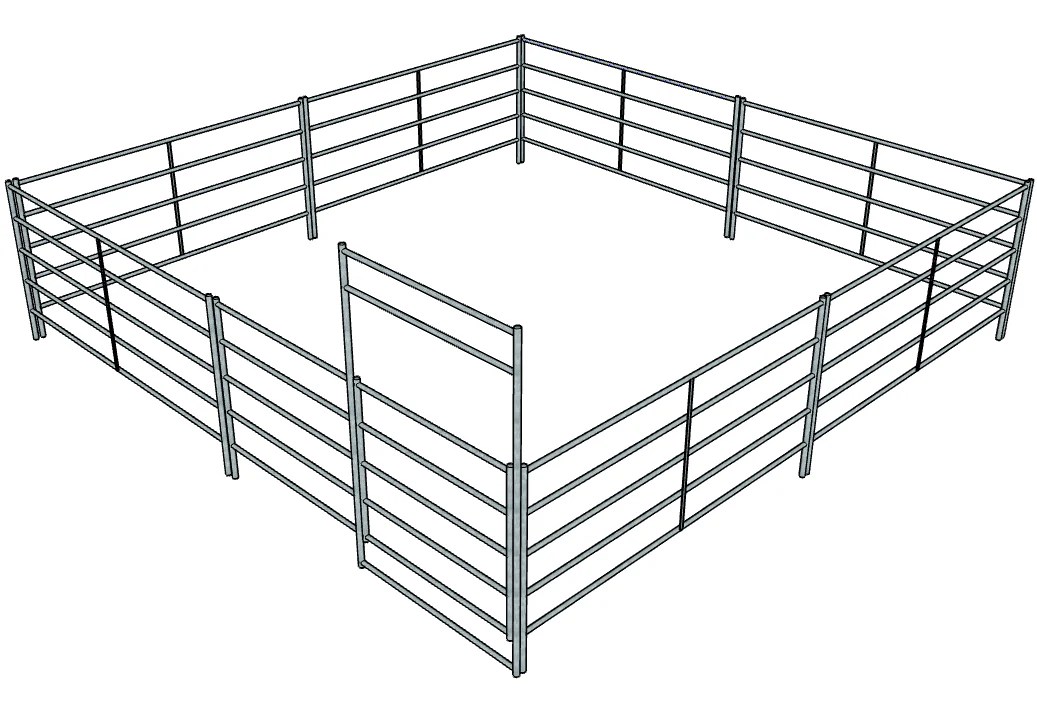 Galvanized 20 Ft X 20 Ft 5Rail Stall Kit