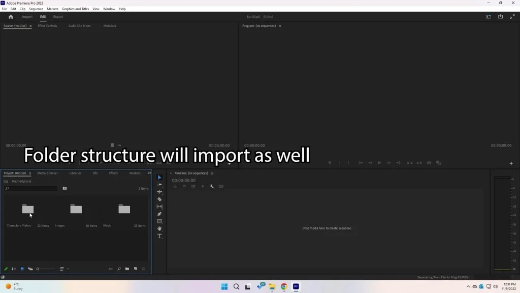 How to keep folder structure in Adobe Premiere Pro import Coouge